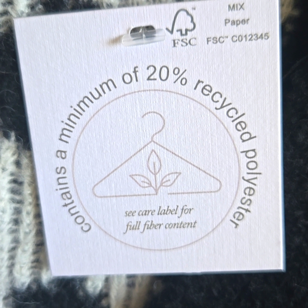 cupcakes & cashmere Black and White Heart Cardigan sz L  (faux cashmere) - Picture 5 of 6